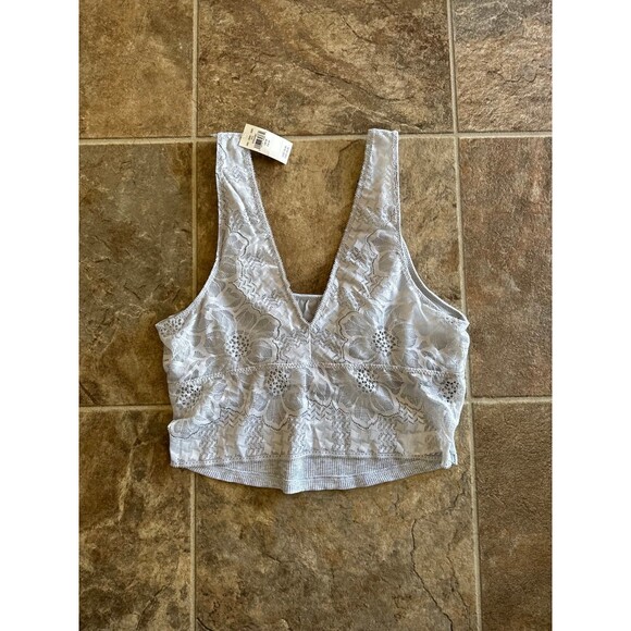 Aerie Lace Waffle Longline Bralette Medium Heather Gray Size Medium - Picture 7 of 11